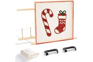 BESGEER Rug Tufting Frame with Tufting Cloth, 29.5” x 29.5” Wooden Frame Rug Making Supplies for Tufting Gun, Table Stand Frame Carpet Making