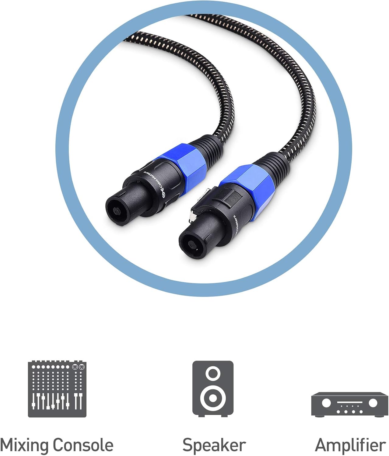 Cable Matters Premium Braided 12AWG Speakon to Speakon Type Cable NLF4 to NLF4 in 3 Feet: Musical Instruments