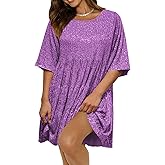 Plustrong Womens Sparkly Glitter Shift Dress Sequin Babydoll Summer Dress Short Flowy Cocktail Party Club Dresses