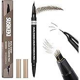 Dual-Ended Microblading Eyebrow Pencil for Women, 2 in 1 Liquid Eyebrow Pencil with Curved Tip and 4D Brow-Fection Microbladi
