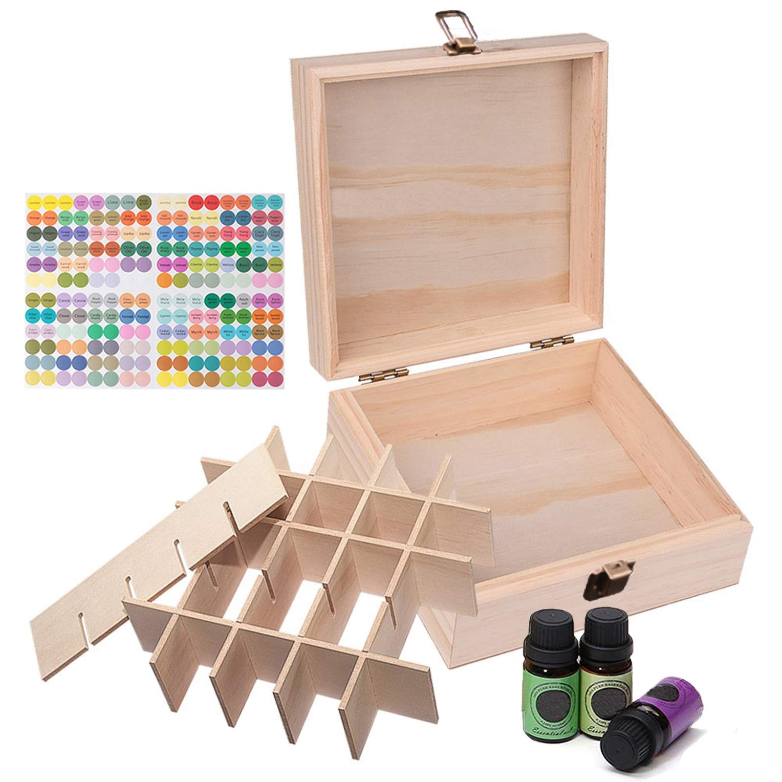 Songlela Essential Oil Storage Wooden Box, 25 Slots Aromatherapy Oils Carrying Case, Essential Oil Bottles Display Organizer Gift Box Container for Travel, Presentation, Nail Polish and More