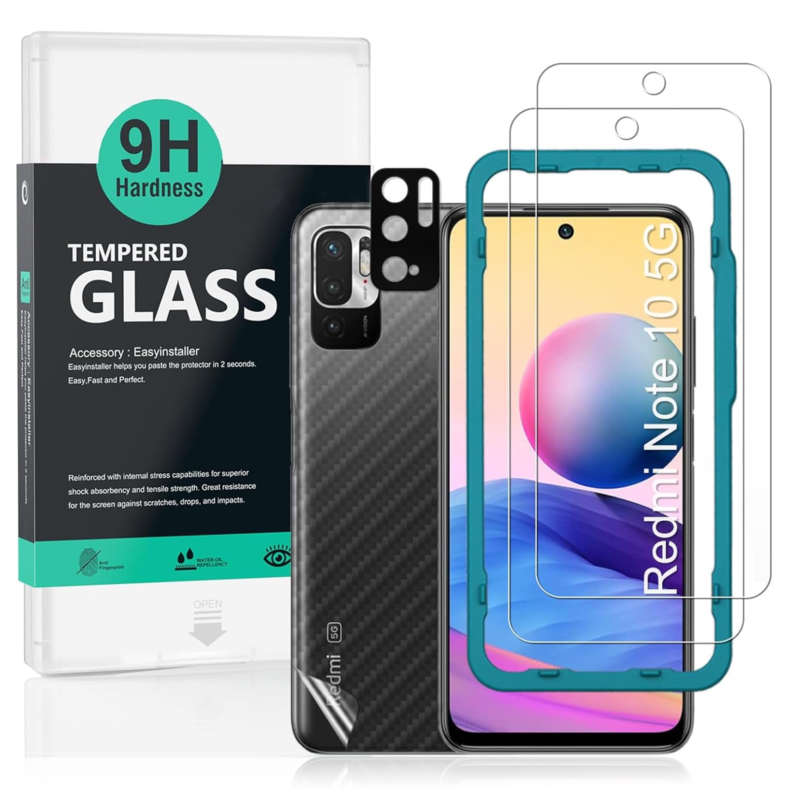 Ibywind Screen Protector For Redmi Note 10 5G/Poco M3 Pro 5G[2 Pack],9H Hardness Tempered Glass,With 1Pc Camera Lens Protector,Easy to Install