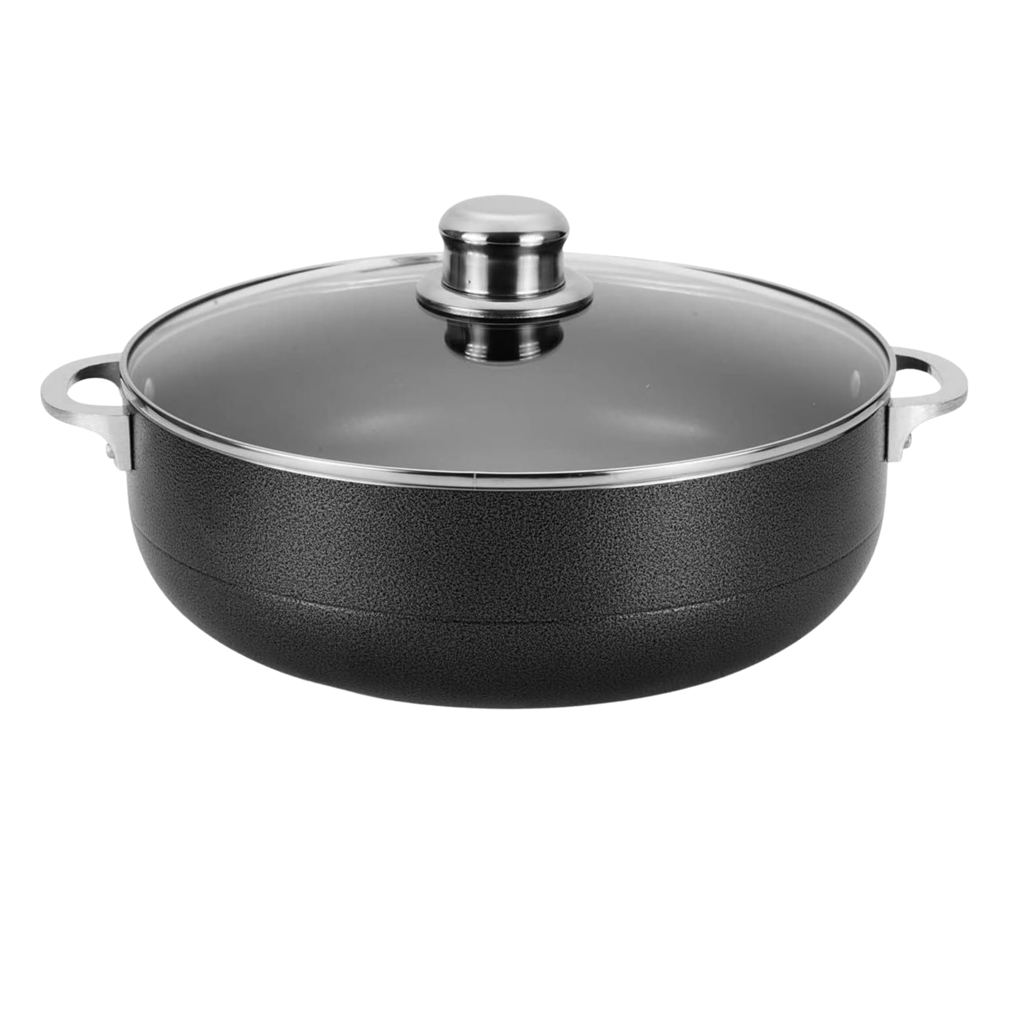 Photo 1 of ***(HEAVILY DAMAGED/ SEE NOTES)***Alpine Cuisine 7 Quart Nonstick Aluminum Dutch Oven | Hot Pot Caldero with Glass Lid & Riveted Handle, Black
