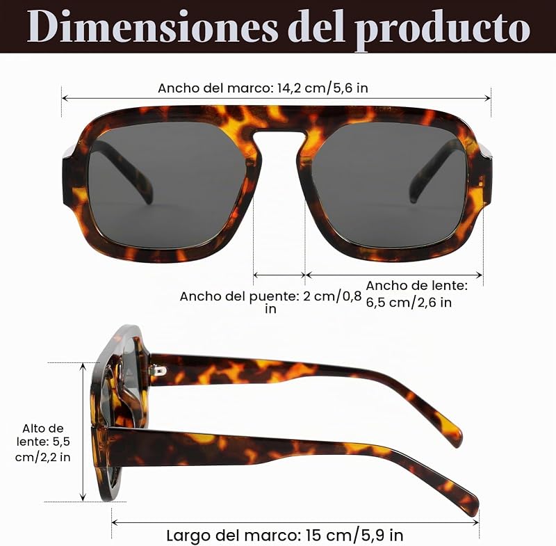 Óculos de sol para homens e mulheres, estilo quadrado vintage com proteção UV400 para condução ao ar livre