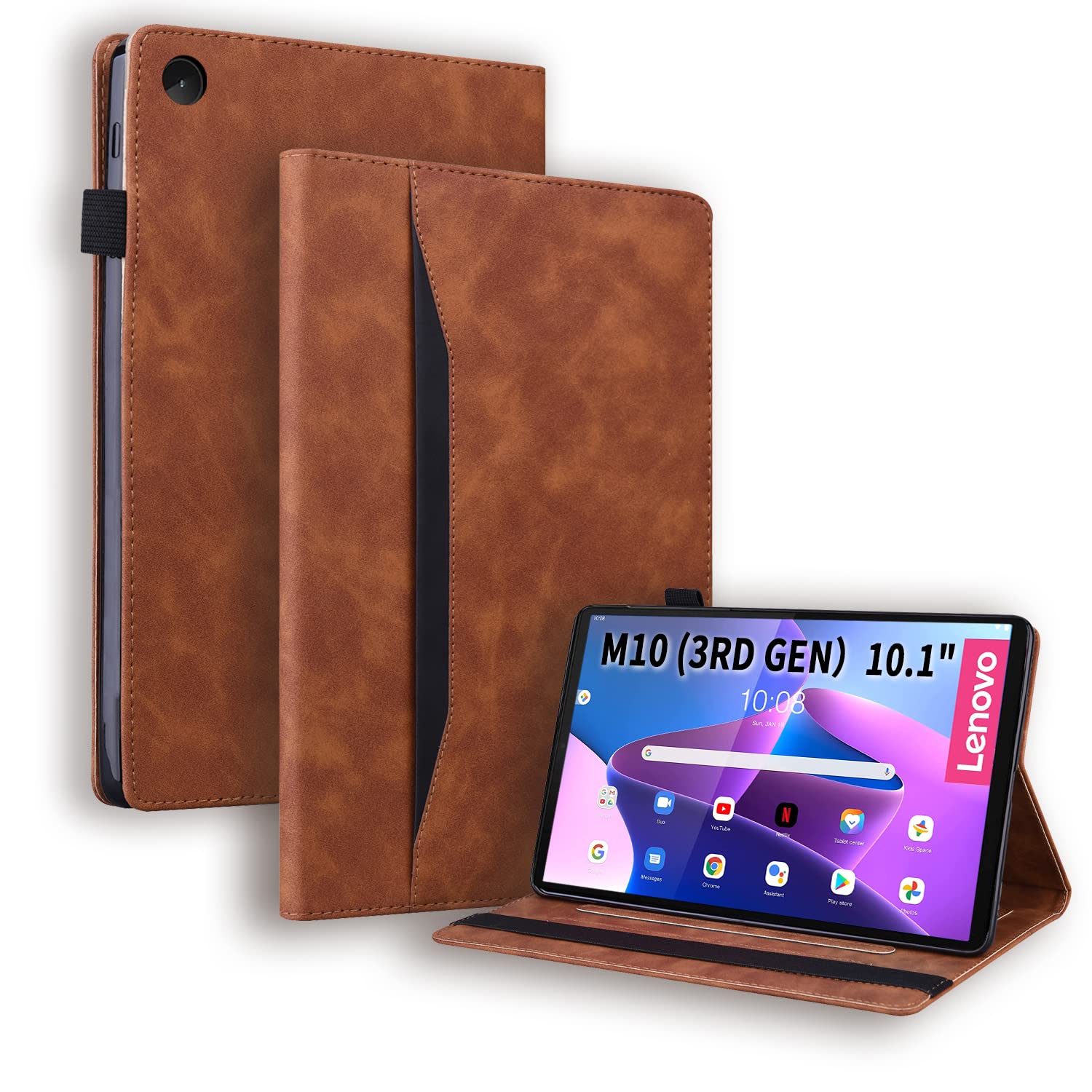 Auslbin Case for Lenovo Tab M10 3rd Gen (2022) 10.1" PU Leather Cover with Stand Function Protective Tablet Case, not for Lenovo Tab M10 Gen 1&2 Brown