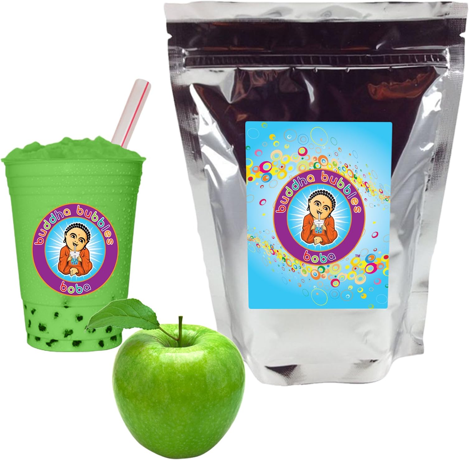 SOUR GREEN APPLE Boba/Bubble Tea Drink Mix Powder By Buddha Bubbles Boba 1 Pound (16 Ounces) | (453 Grams)