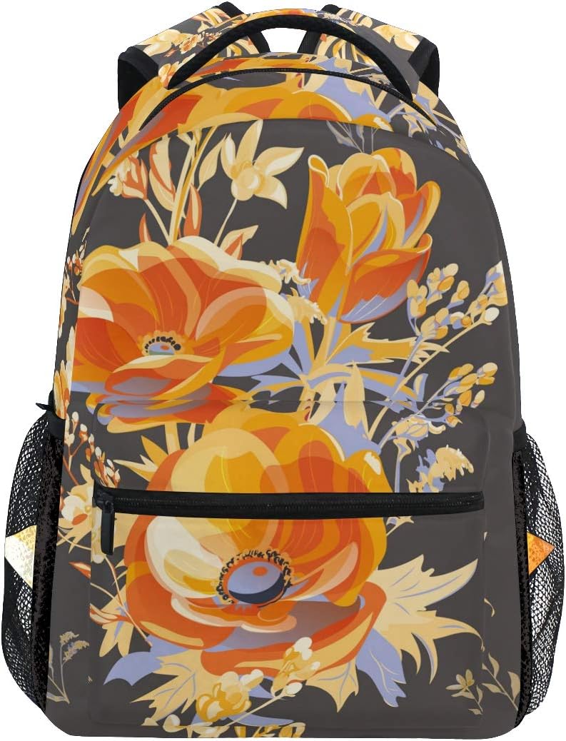 Orange Flower School Backpack for Boys Girls Kids Travel Bag Bookbag Amazon.co.uk Luggage