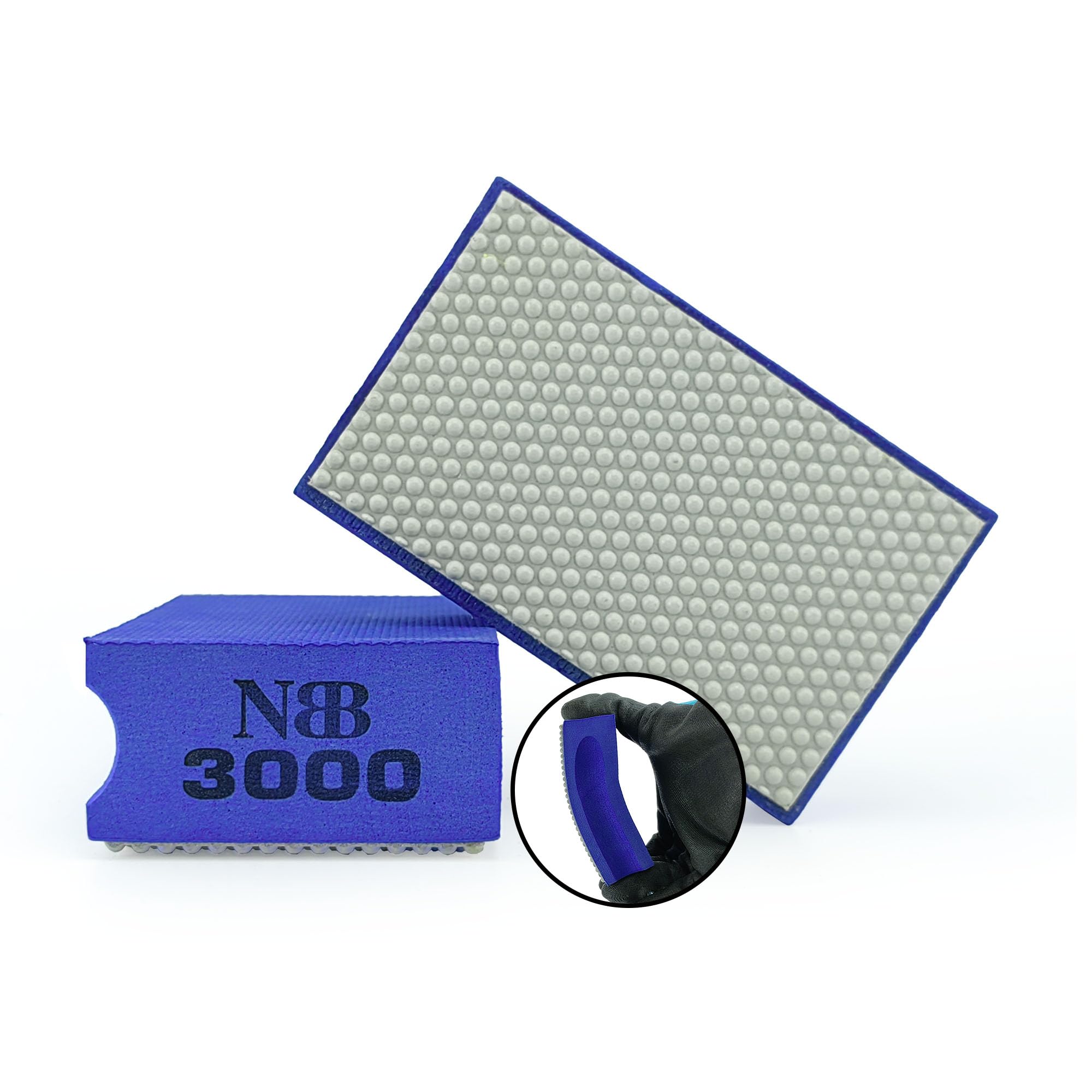 NBB Diamond Sanding/Polishing Pad Diamond Hand Buffing Pad Sanding Block with Foam Sponge Backing for Buffing and Grinding Sharp Edges and Plane of Granite Marble Stone Glass Ceramic (1, 3000#H)