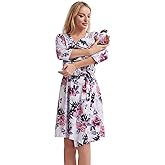 Galabloomer Maternity Robe and Baby Receiving Blanket, Matching Mommy Labor Delivery Robe and Swaddle Set