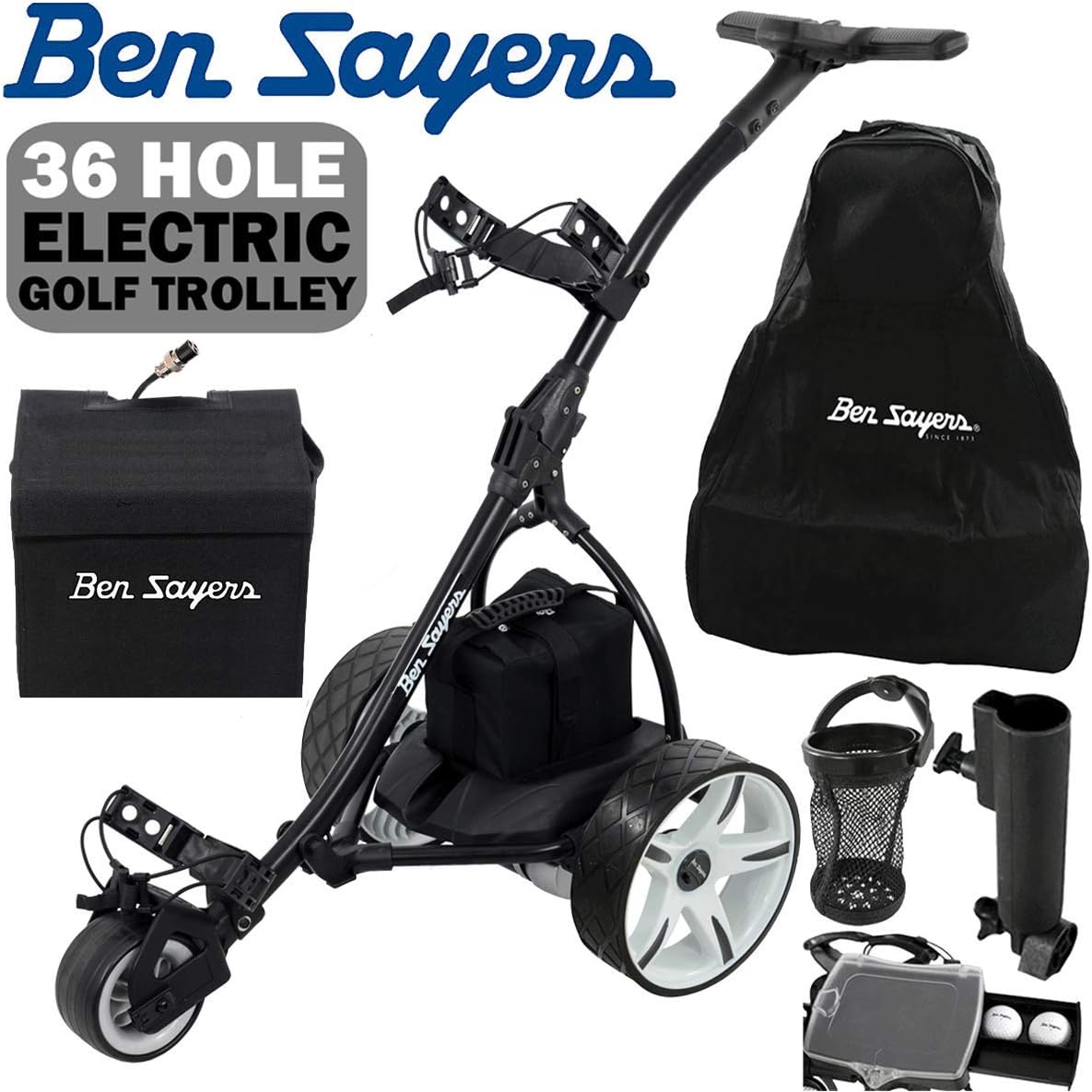Ben Sayers ELECTRIC GOLF TROLLEY +36 HOLE BATTERY +£100 FREE ACCESSORIES/BLACK