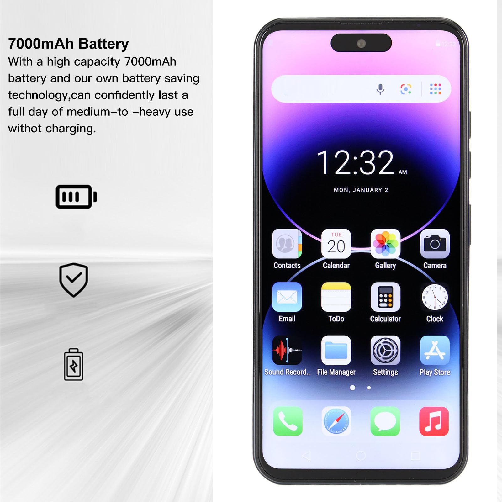 I14pro Max Unlocked Cell Phone, HD 6.6 Inch Full Screen Ultra Thin Phone for Android, 8GB RAM 256GB ROM, 8MP 24MP Dual Camera, 2.4G 5G Wifi Dual Card Cell Phone (Black)