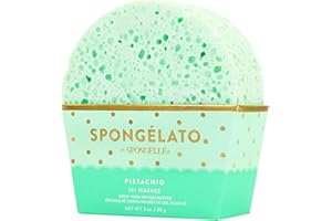 SPONGELLÉ Spongelato Loofah Exfoliating Body Scrubber by Spongelle | Infused with Body Wash | Bath & Shower Loofah for Women | 14+ uses | Pistachio Gelato Inspired