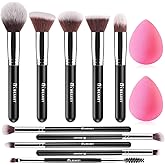 BEAKEY Makeup Brush Set Professional for Eye and Face, Foundation Blending, Eyeshadow, Concealer, Eye Shadow with 2 Blender S