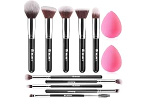 BEAKEY Makeup Brush Set Professional for Eye and Face, Foundation Blending, Eyeshadow, Concealer, Eye Shadow with 2 Blender S
