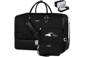 ITIEZY Weekender Overnight Bag for Women - Large Travel Duffel Bag with Shoe Compartment, Gym Duffel Bag Hospital Bag Carry On Tote Bags for Airplanes with Crossbody Bag 3Pcs