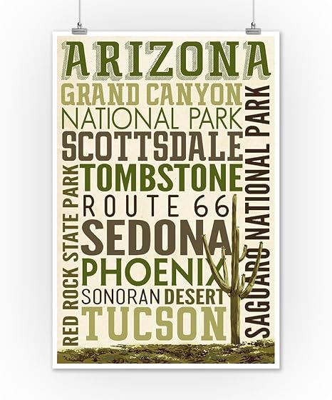 Amazon Com Arizona Typography 12x18 Art Print Wall Decor