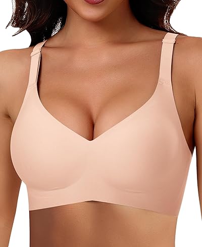 Ganado Damen BH Ohne Bügel Nahtloser BH Bequeme Weiche Glatte BHS Bügellose BHS Tiefem V-Ausschnitt Bralette Soft Bra Bustier