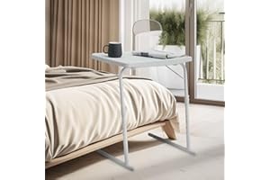 SFIHOME Foldable TV Tray Table, Portable Partiestable and Laptop Square Small Table, Height Adjustable (6 Adjustable Height Setting, White, 22")