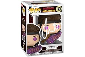 HOFSM.COM HALL OF FAME SPORTS MEMORABILIA Channing Tatum Gambit #1496 Deadpool & Wolverine 3 Facsimile Signed Reprint Laser Autographed Funko POP! Movies Marvel Universe Figurine with Protector Case