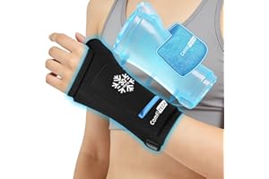 ComfiTECH Dual-Gel Wrist & Thumb Ice Pack Wrap with Extended 30-Min Cooling & Wider Coverage for Forearm, Detachable Cold Pac