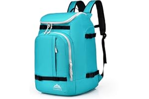 FeedMoo Ski Boot Bag Black Cooler Backpack 50L Waterproof Snowboard Travel Luggage Snow Bags for Youth Men Ski Helmet Goggles Gloves Skiing Gear Accessories