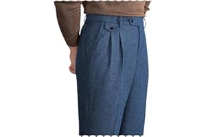 GARQIA CLYON Mens Pants Tweed Herringbone Vintage Dress Pant Trousers Regular Fit Suit Pants for Men