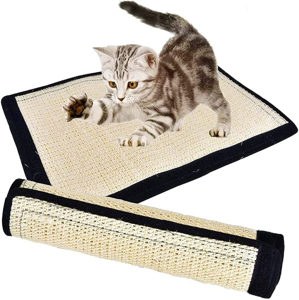 2pcs Cat Scratching Mat for Sofa Furniture Protector Natural Sisal Kitten Scratch Pad Couch Cover Chair Guard Pet Scratcher Cat Claw Grinding Carpet Cushion Protector