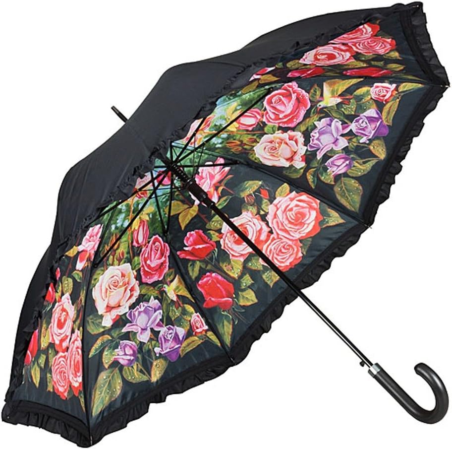 VON LILIENFELD Automatic Umbrella Floral Motif Women Rose Garden Double Layer, multicolour, Medium