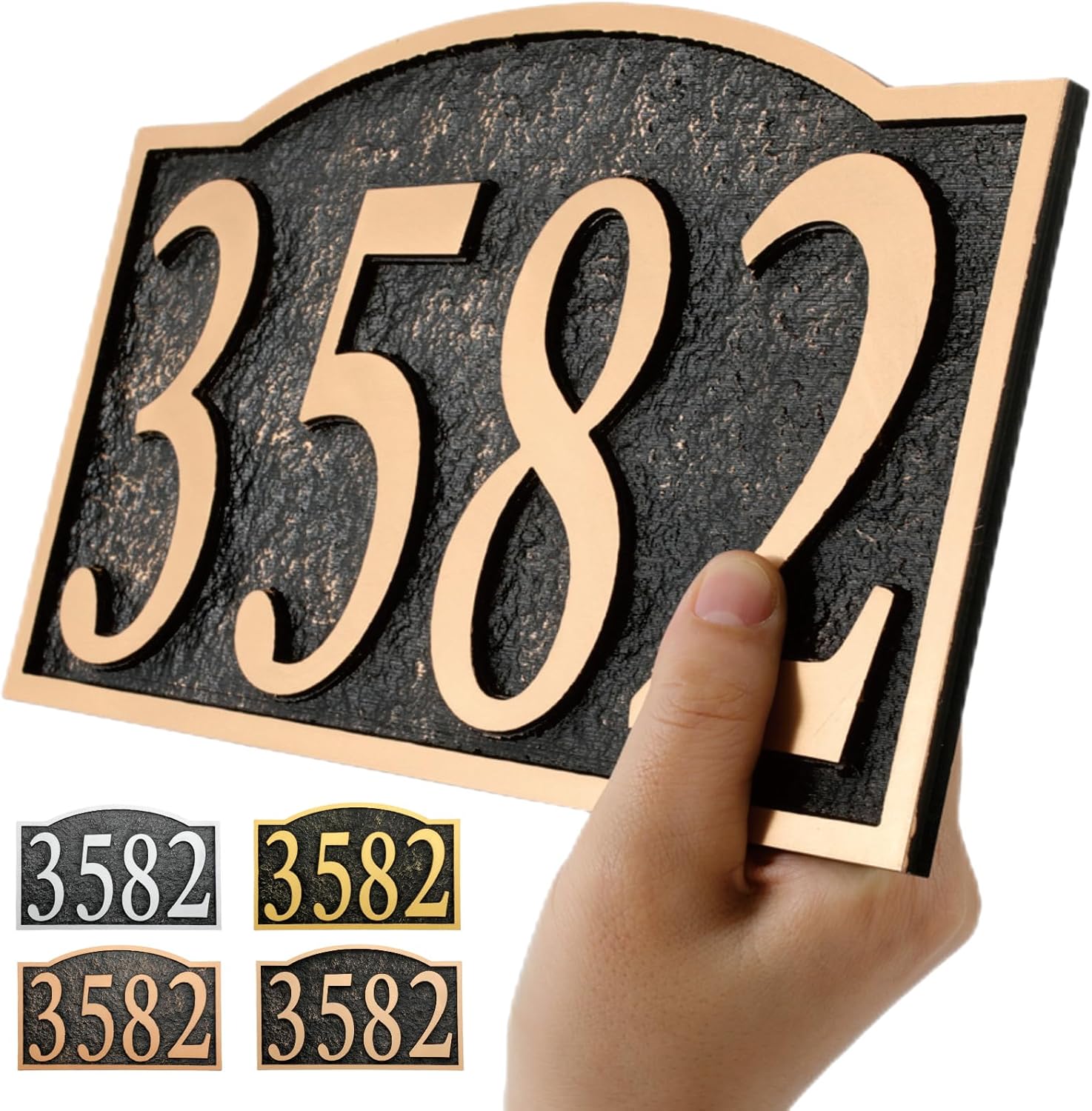 Plaques & Wall Art - Personalized Address Plaque Sign Cast Metal - Custom House Number Plaque Sign,House Address Numbers for House Address Outside,Store,Yard,Garage,Apartment,Thick Rust-Free,Fade Resistant 911 Visibility (9'' x 6'' )