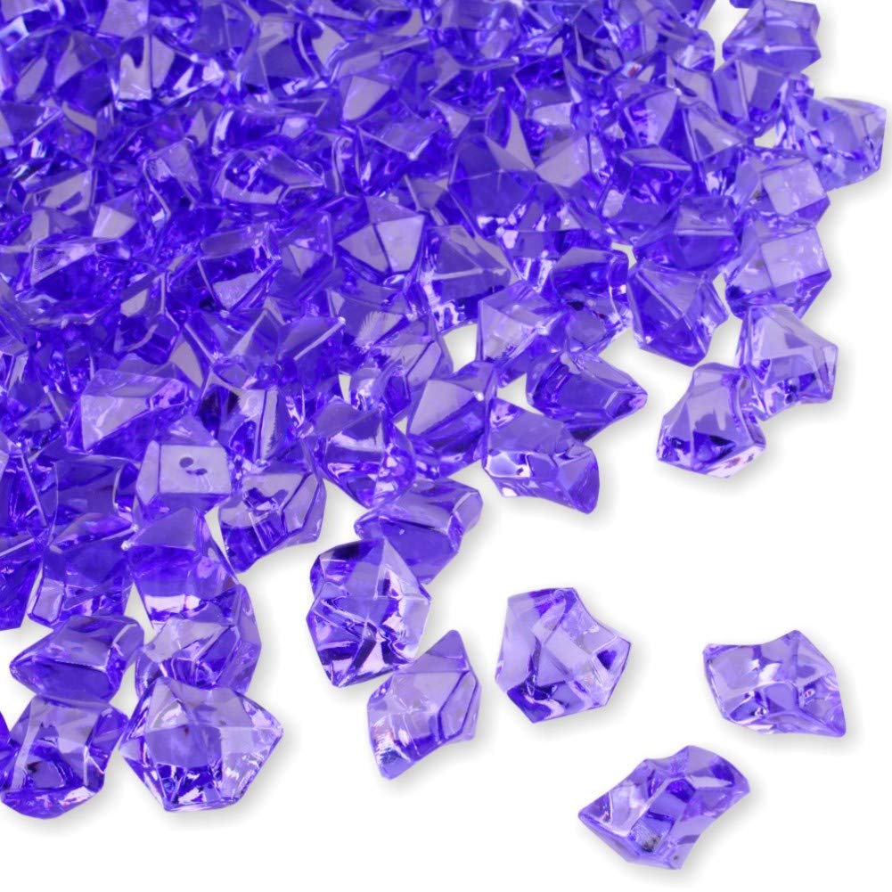 PMLAND Clear Fake Ice Rocks – 550 Pcs Large Purple Acrylic Gems Crushed Plastic Diamonds, 3 Lbs / 2.25 Quarts Bulk Vase Filler for Centerpieces Wedding Theme Décor Aquarium Table Scatter