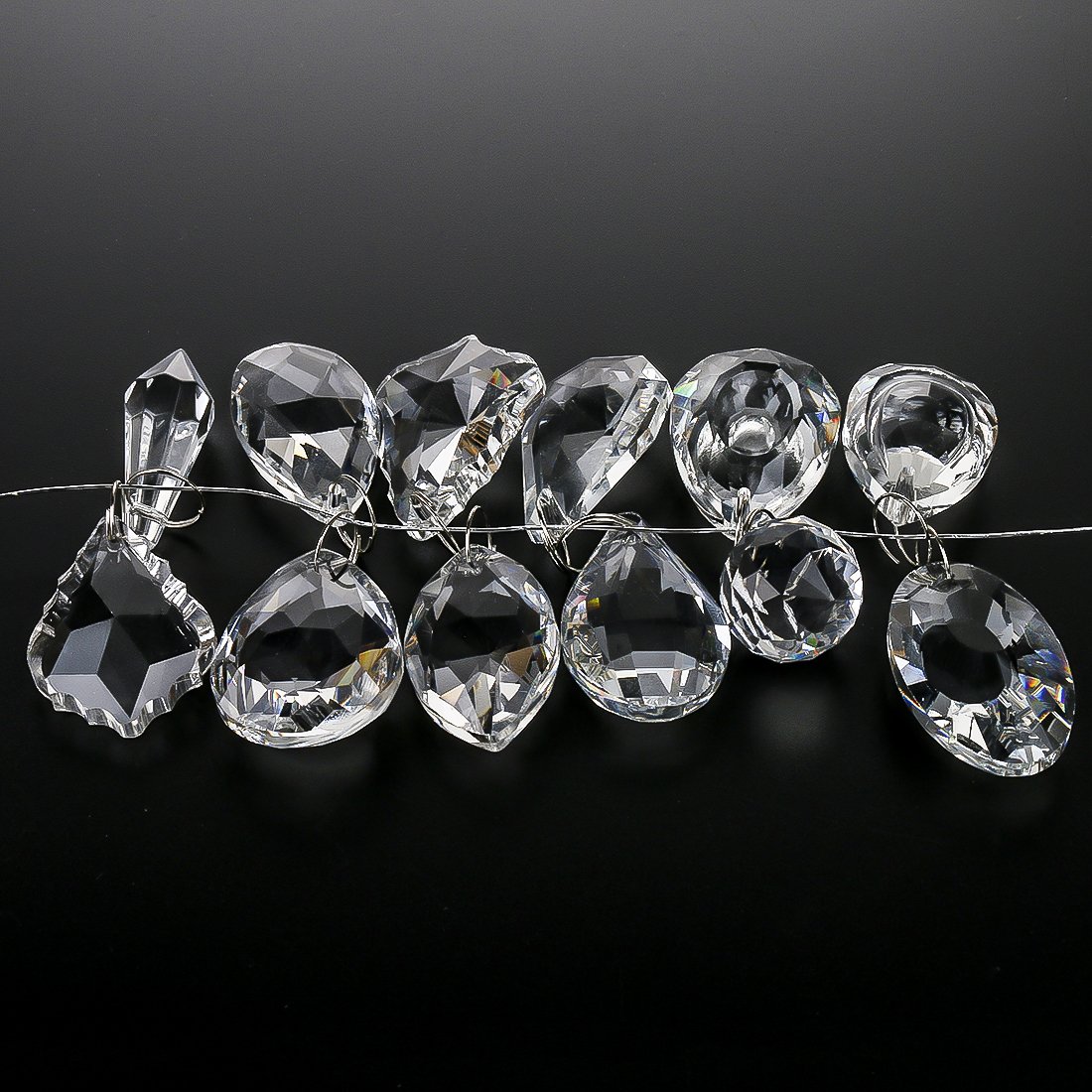 H&D 24er klar Kristall Kronleuchter Lampe Beleuchtung Tropfen Anhänger