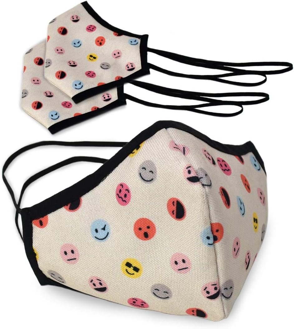 Indigifts Poly Matte, Cotton Designer Printed Anti Pollution Dust Protection Reversible, Washable and Breathable Mouth Protection Mask for Men and Women (4.5"x5", 3 Piece)