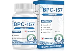 BPC 157 Peptide Capsules 1000 mcg, supports muscle growth, tissue repair, strength, non-GMO, gluten-free, 60 capsules