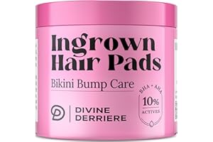 DIVINE DERRIERE Prevent Ingrown Hairs and Razor Bumps with BHA & AHA Pads - Ingrown Hair Serum for Razor Burns, PFB Razor Bump Stopper Topicals Skin Care, Ingrown Hair Treatment for Bikini Area and Razor Bumps 50pads