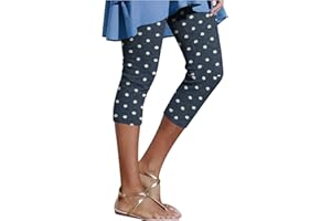 Women's Capri Leggings Denim Look High Wasted Yoga Leggings Stretch Pull on Summer Capris Skinny Beach Travel Pants