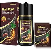 Dark Brown Hair Dye Shampoo, Semi-Permanent Brown Hair Dye, Hair Color Shampoo for Women Men, Cover Grays in Minutes, Champu Para Canas, Champu Para Pintar el Cabello, Easy to Use 16.90 Fl Oz