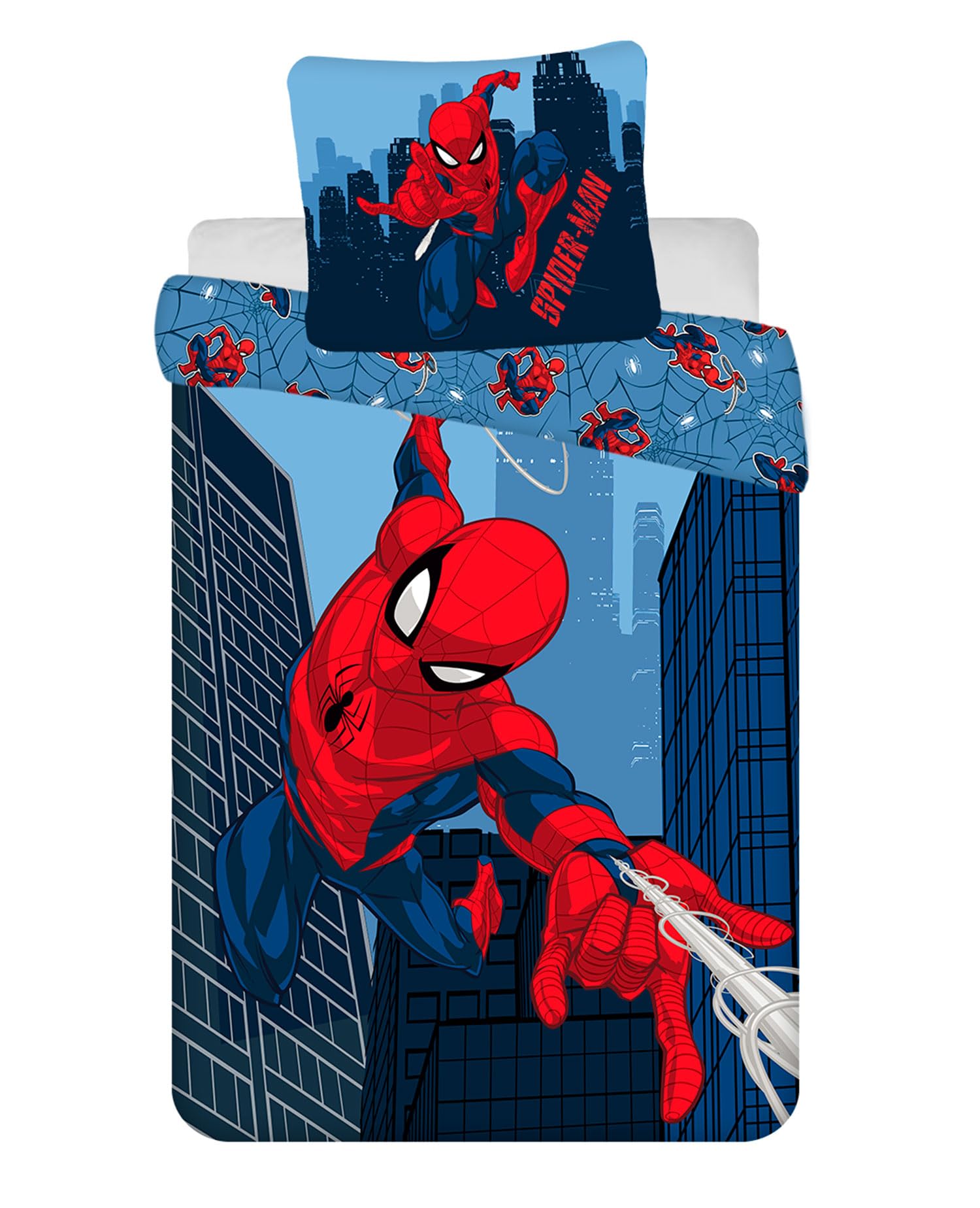 Jerry Fabrics Spider-Man Blue 08" Children's Bedding Duvet Cover 160 x 200 cm and Pillowcase 70 x 80 cm 100% Cotton