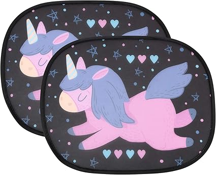 Tres Sombre Protection Uv Chaleur Pare Soleil Voiture Bebe Enfant 2 Pieces Facile A Poser Adhesion Sans Ventouse Licorne 51 X 31 Cm Pare Soleils Auto Et Moto Centroarco Com