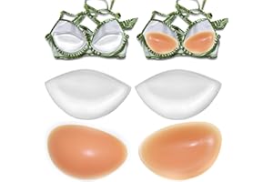 POMAMZ Silicone Bra Pads Inserts - Push Up Pads for Bikini & Bras, Removable Fake Breasts Enhancers, 2 Pairs (4 Pads) - Comfo