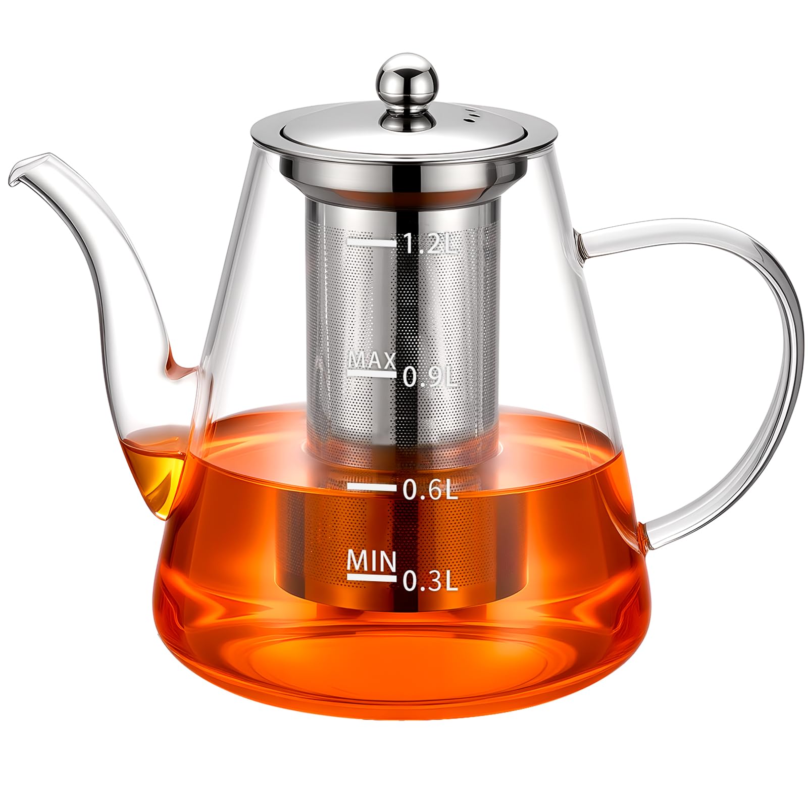 Photo 1 of ***MISSING PARTS***
PARACITY Glass Teapot Stovetop 41 OZ/1200ml, Tea pot with Removable Stainless Steel Infuser, Borosilicate Clear Tea Kettle with Scale, Teapot Blooming and Loose Leaf Tea Maker Tea Brewer for Camping