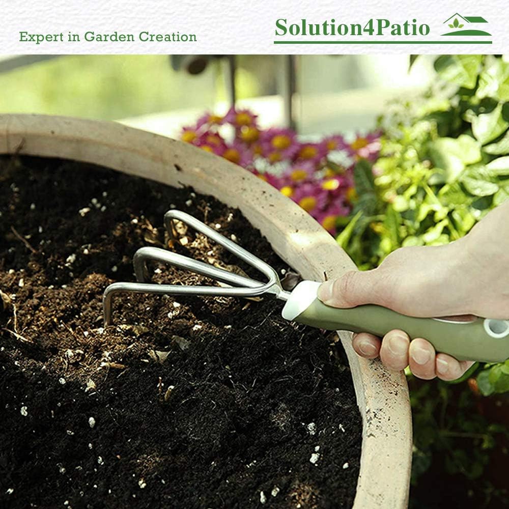 Homes Garden Bend-Proof Small Hand Cultivator 10.25" L x 3.5" W Stainless Steel Garden Hand Rake Tool 3 Claws PP & TPR Ergonomic Soft Handle Grip Non-Slip #G-2007-US : Garden & Outdoor