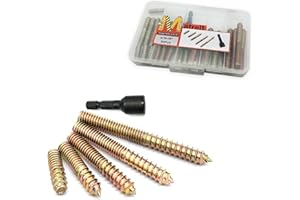 MATRELT 31 Pack 5/16-18" Hanger Bolts 5Sizes 1-3 Inch Include1 pcs Hanger Bolt Driver Double Headed Bolts Wood Dowel Screw Self-Tapping Screw Hanger Bolt for Furniture Screws Wood Screws Double Threaded