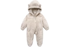 BABYMINE baby fluffy costume furry bear onesie baby fuzzy teddy bear outfit baby newborn plush clothes
