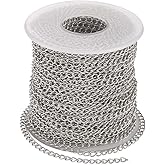 Pandahall 82 Feet/25M Soldered 304 Stainless Steel Curb Chains 4x3x0.6mm Stainless Steel Color Plated for Jewelry Making