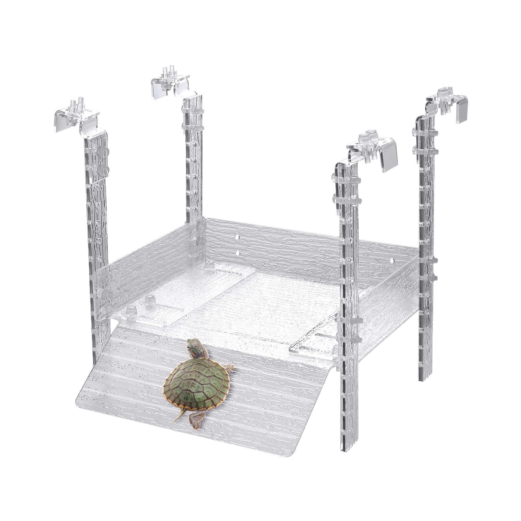 Photo 1 of Juilsioa Hanging Turtle Basking Platform, 10"-13" Width, Acrylic Aquatic Reptile Basking Platform with Ramp, Tortoise Resting Terrace for Turtle Tank Aquarium
