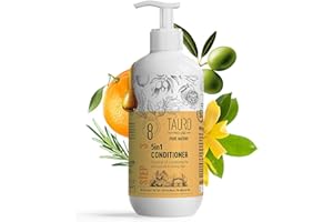 TAURO PROLINE Moisturizing Dog Conditioner 5in1 - Allergy Dog and Cat Shampoo, Sulfate Parabens SLS Free Natural Composition Grooming Product with Essential Oils for Gentle Coat & Skin Deep Hydration, 13.5 Oz
