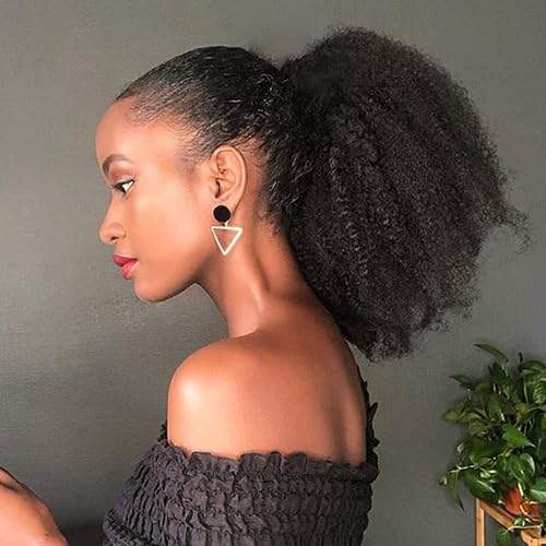 Afro Puff Drawstring Ponytail Human Hair Bun For Black Women 150