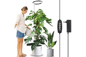 LORDEM 10" Full Spectrum Grow Light, 160 LEDs Plant Lamp for Indoor Plants, Grow Lamp with 4/8/12H Auto Timer, 10 Dimmable Levels, 3 Spectrum Modes, 65" Height Adjustable, Ideal for Large Tall Plants