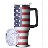 Lumumanber 40oz American Flag Tumbler With Handle and Straw, Gifts For Memorial Day Veterans day Independence day, Patriots Coffee Mug Water Bottle, Labor Day Stainless Steel Insulated Cup