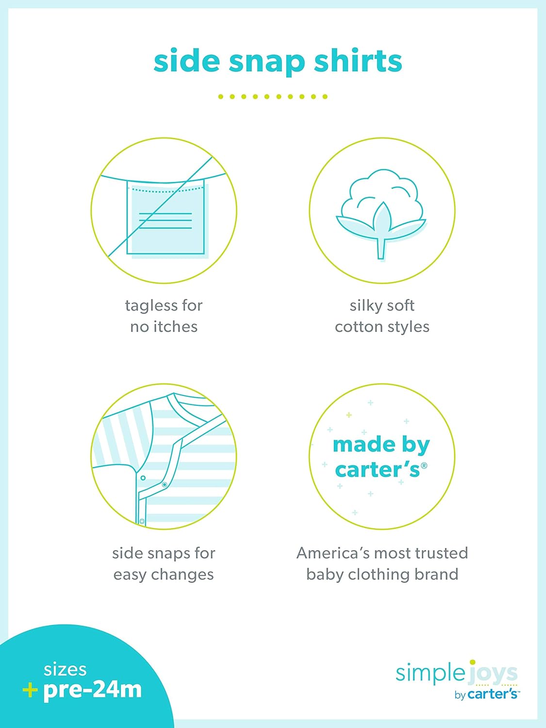 Simple Joys by Carter's Baby 6-Pack Side-Snap Short-Sleeve Shirt: Clothing